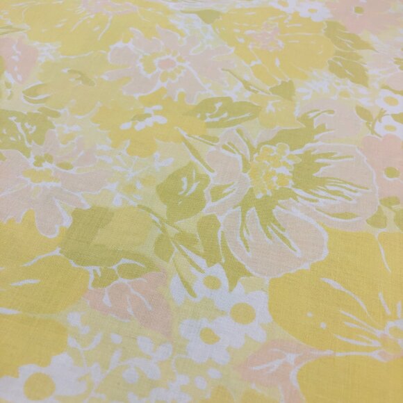 Vintage 70s TRUPREST Green Blush Pink Floral Pillowcase PAIR: White Lace Trim - Picture 9 of 11